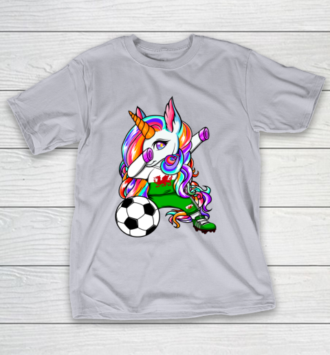 Dabbing Unicorn Wales Soccer Fan Jersey Welsh Football Lover T-Shirt 6