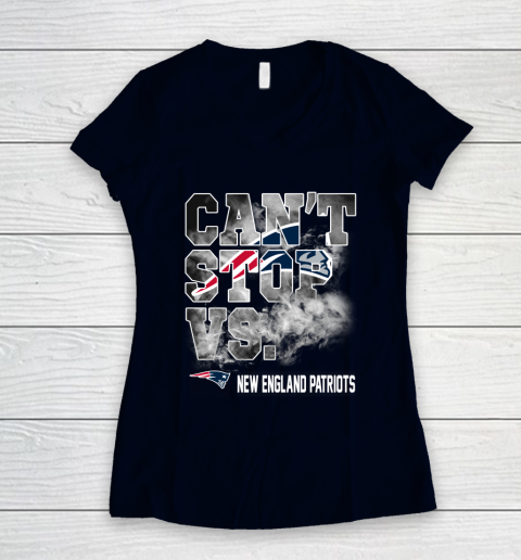 NFL New England Patriots Can't Stop Vs Women's V-Neck T-Shirt 2