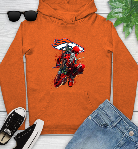 NFL Deadpool Marvel Comics Sports Football Denver Broncos Youth Hoodie 5