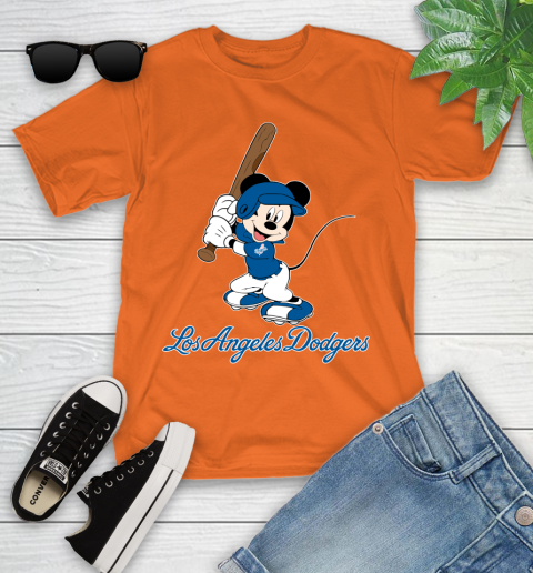 MLB Baseball Los Angeles Dodgers Cheerful Mickey Mouse Shirt Youth T-Shirt 7