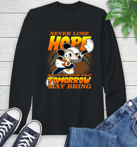 Los Angeles Chargers NFL Football Mickey Disney Never Lose Hope Long Sleeve T-Shirt