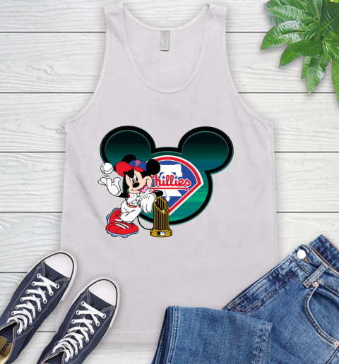 MLB Philadelphia Phillies The Commissioner's Trophy Mickey Mouse Disney Tank Top