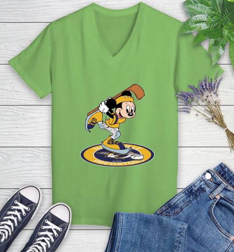 NHL Hockey Nashville Predators Cheerful Mickey Disney Shirt Women's V-Neck T-Shirt 9