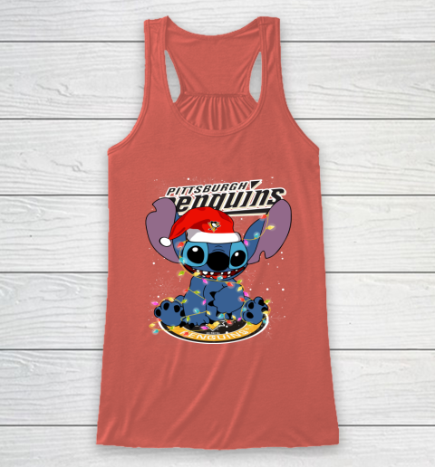 Pittsburgh Penguins NHL Hockey noel stitch Christmas Racerback Tank 2