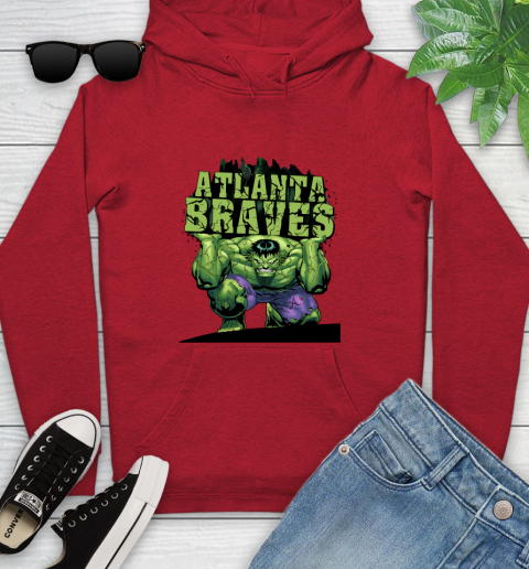 Atlanta Braves MLB Baseball Incredible Hulk Marvel Avengers Sports Youth Hoodie 11