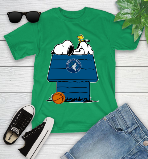 Minnesota Timberwolves NBA Basketball Snoopy Woodstock The Peanuts Movie Youth T-Shirt 6