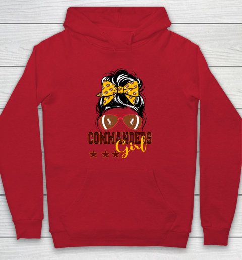 Retro Commanders Girl Messy Bun Sports Fan Team Matching Hoodie 6