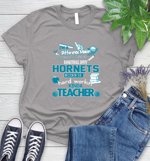 Charlotte Hornets NBA I'm A Difference Making Student Caring Basketball Loving Kinda Teacher Women's T-Shirt 5