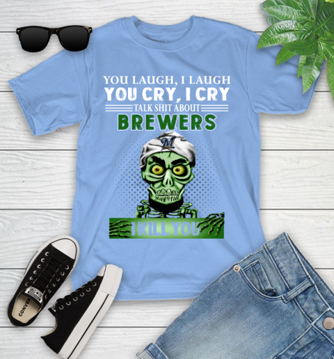 MLB Talk Shit Milwaukee Brewers I Kill You Achmed The Dead Terrorist Jeffrey Dunham Baseball Youth T-Shirt 15