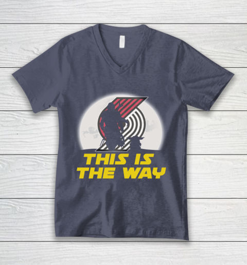Portland Trail Blazers NBA Basketball Star Wars Yoda And Mandalorian This Is The Way V-Neck T-Shirt 7