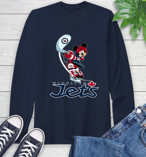 NHL Hockey Winnipeg Jets Cheerful Mickey Mouse Shirt Long Sleeve T-Shirt 4