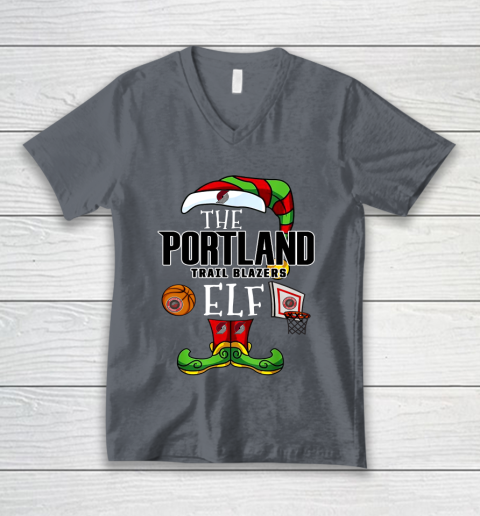 Portland Trail Blazers Christmas ELF Funny NBA V-Neck T-Shirt 4