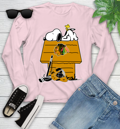 Chicago Blackhawks NHL Hockey Snoopy Woodstock The Peanuts Movie Youth Long Sleeve 10