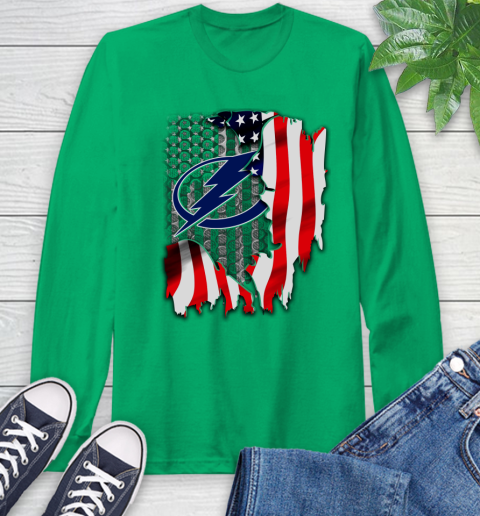 Tampa Bay Lightning NHL Hockey American Flag Long Sleeve T-Shirt 8