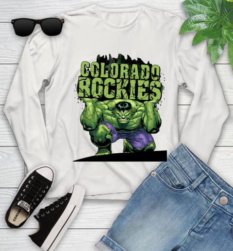 Colorado Rockies MLB Baseball Incredible Hulk Marvel Avengers Sports Youth Long Sleeve 12