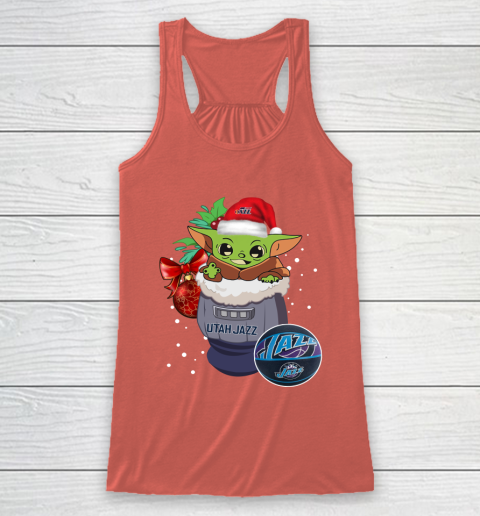 Utah Jazz Christmas Baby Yoda Star Wars Funny Happy NBA Racerback Tank 4