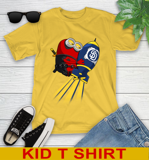MLB Baseball San Diego Padres Deadpool Minion Marvel Shirt Youth T-Shirt 9