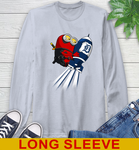 MLB Baseball Detroit Tigers Deadpool Minion Marvel Shirt Long Sleeve T-Shirt 6