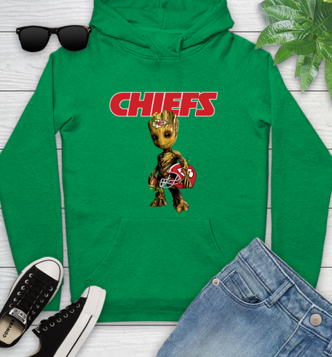 Kansas City Chiefs NFL Football Groot Marvel Guardians Of The Galaxy Youth Hoodie 7