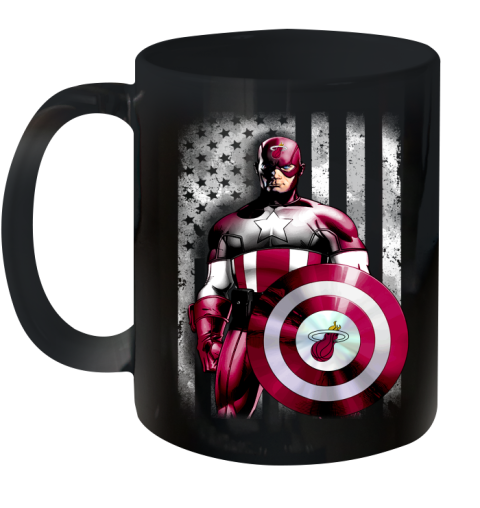 Miami Heat NBA Basketball Captain America Marvel Avengers American Flag Shirt Ceramic Mug 11oz