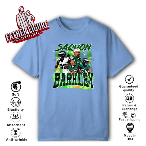 svun philadelphia eagles saquon barkley classic t shirt 2 front carolina blue