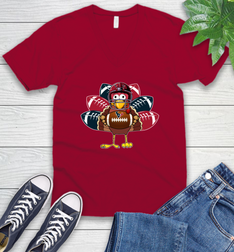 Houston Texans Turkey Thanksgiving Day V-Neck T-Shirt 8