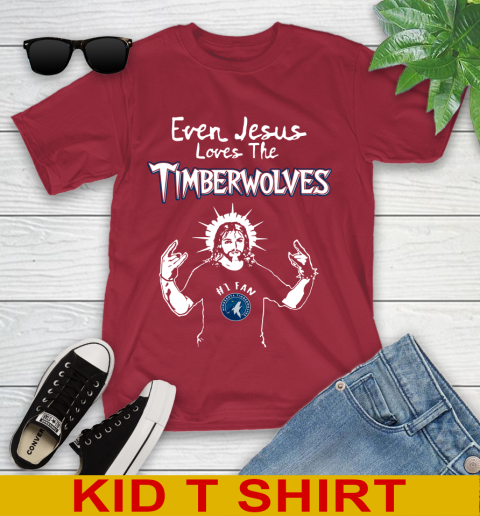 Minnesota Timberwolves NBA Basketball Even Jesus Loves The Timberwolves Shirt Youth T-Shirt 12