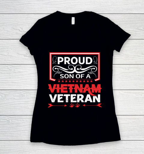 Veteran Shirt Proud son of a Vietnam Veteran Father's Day Women's V-Neck T-Shirt
