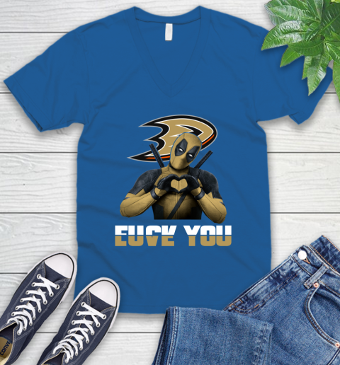 NHL Deadpool Love You Fuck You Hockey Sports V-Neck T-Shirt 5