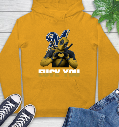 MLB Milwaukee Brewers Deadpool Love You Fuck You Baseball Sports Hoodie 2