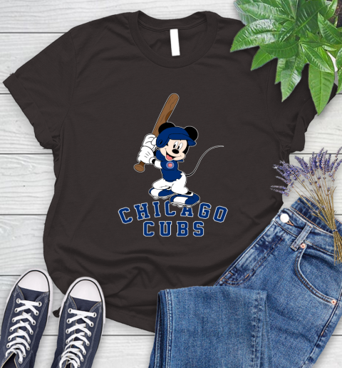 MLB Baseball Chicago Cubs Cheerful Mickey Mouse Shirt Women's T-Shirt 9