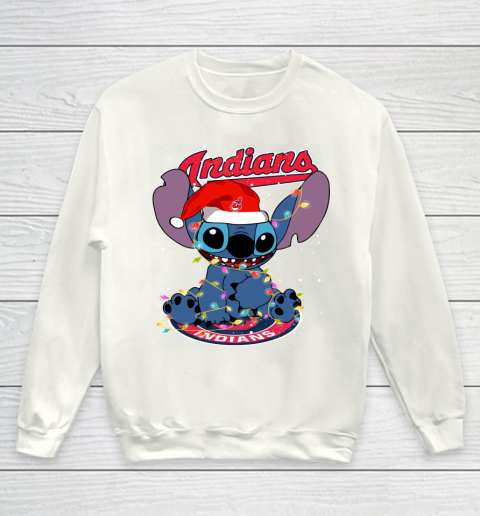 Cleveland Indians MLB noel stitch Baseball Christmas Youth Sweatshirt