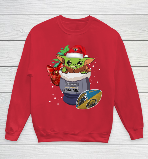 Jacksonville Jaguars Christmas Baby Yoda Star Wars Funny Happy NFL Youth Sweatshirt 9