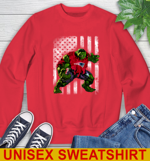 New England Patriots Hulk Marvel Avengers NFL Football American Flag Sweatshirt 12