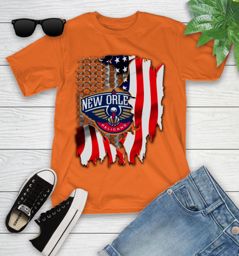 New Orleans Pelicans NBA Basketball American Flag Youth T-Shirt 9
