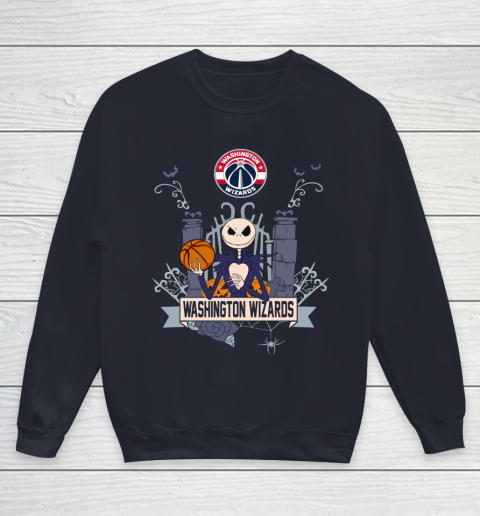 NBA Washington Wizards Basketball Jack Skellington Halloween Youth Sweatshirt 2