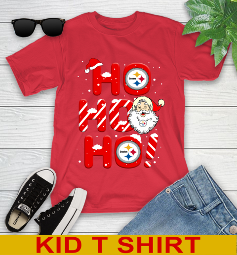 Pittsburgh Steelers NFL Football Ho Ho Ho Santa Claus Merry Christmas Shirt Youth T-Shirt 11