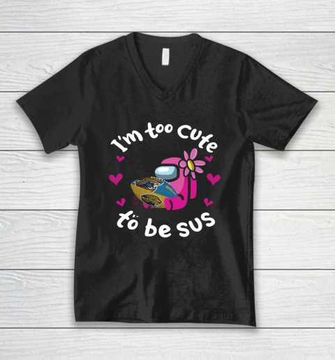 Jacksonville Jaguars NFL Football Among Us I Am Too Cute To Be Sus V-Neck T-Shirt