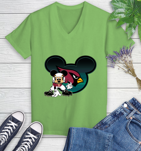 NFL Arizona Cardinals Mickey Mouse Disney Football T Shirt Women's V-Neck T-Shirt 11