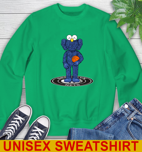 NBA Basketball Brooklyn Nets Kaws Bff Blue Figure Shirt Sweatshirt 6