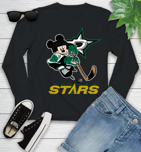 NHL Dallas Stars Mickey Mouse Disney Hockey T Shirt Youth Long Sleeve 2