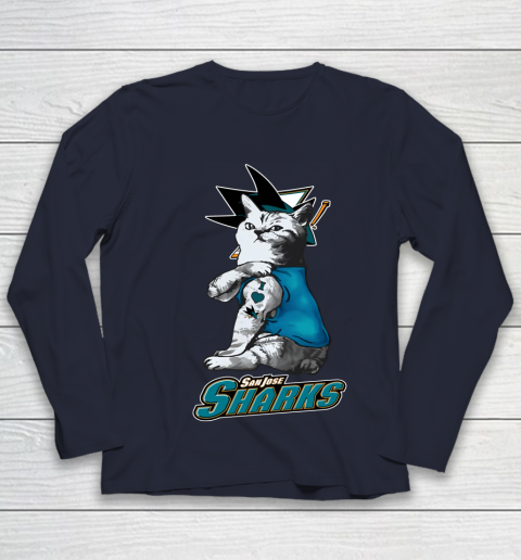 NHL My Cat Loves San Jose Sharks Hockey Youth Long Sleeve 2