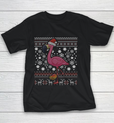 Flamingo Taco Santa Hat Mexican Tacos Ugly Christmas Youth T-Shirt