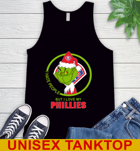 Philadelphia Phillies MLB Christmas Grinch I Hate People But I Love My Favorite Baseball Team Tank Top 2