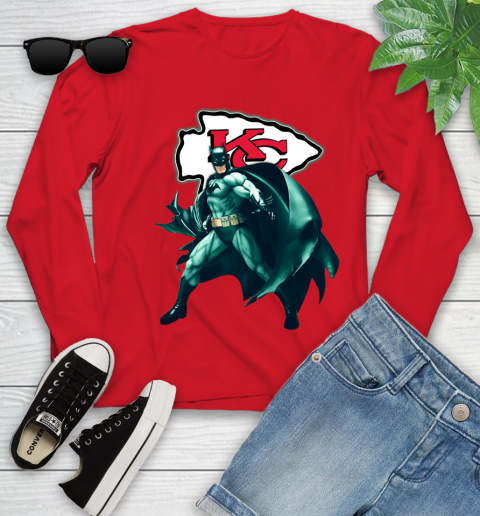 NFL Batman Football Sports Kansas City Chiefs Youth Long Sleeve 11