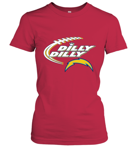 NFL Los Angeles Chargers Dilly Dilly Football Sports PptswQBNO4W ladies t shirt 20 95 151514 front red
