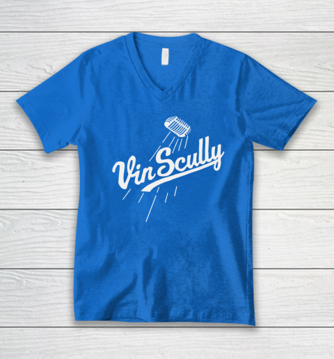 Vin Scully Microphone V-Neck T-Shirt 4