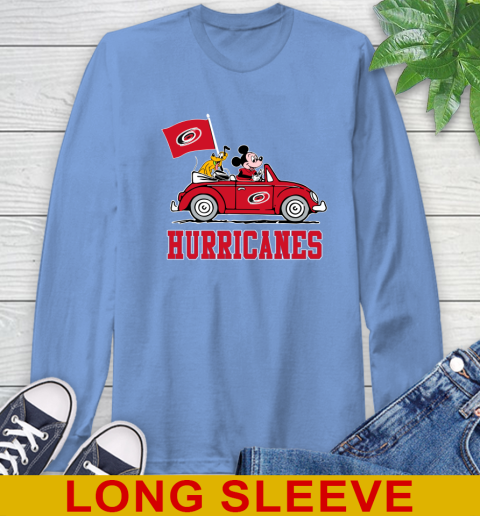 NHL Hockey Carolina Hurricanes Pluto Mickey Driving Disney Shirt Long Sleeve T-Shirt 11