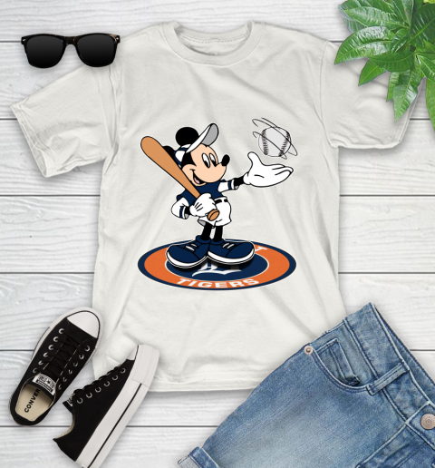 MLB Baseball Detroit Tigers Cheerful Mickey Disney Shirt Youth T