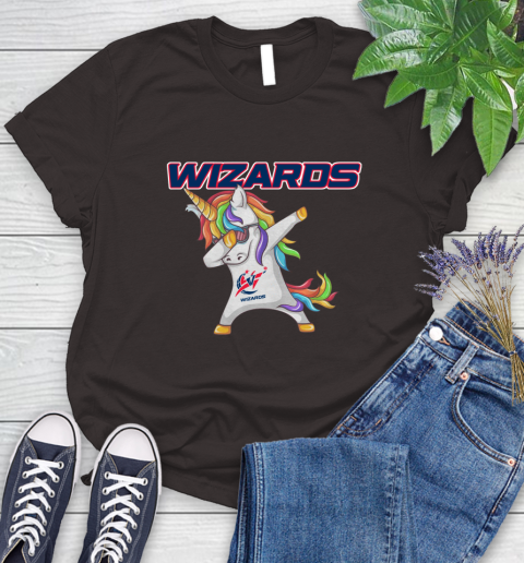 Washington Wizards NBA Basketball Funny Unicorn Dabbing Sports Women's T-Shirt 8